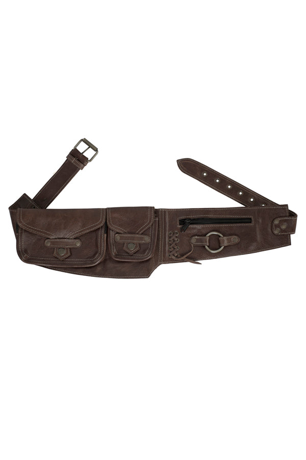 Leather Fanny Pack Waistbag Travel Utility Belt-brown-one Size