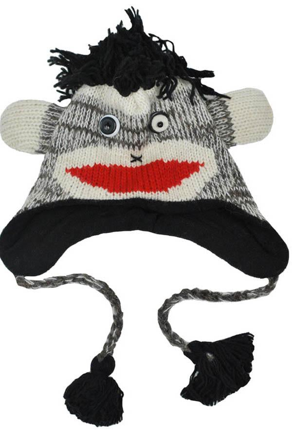 Winter Woolen Fun Animal Hat Beanie-Grey-One size