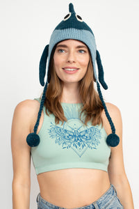 Unisex Winter Woolen Animal Dolphin Hat Beanie-Blue-one Size
