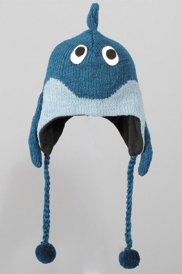 Unisex Winter Woolen Animal Dolphin Hat Beanie-Blue-one Size