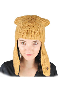 Hand Knit Warm Winter Kitty Ears Snow Hat