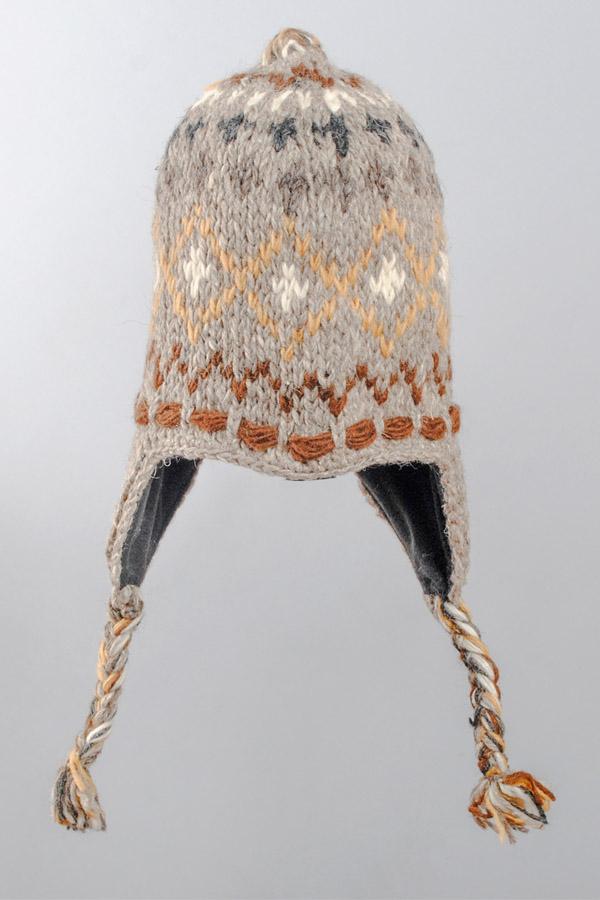 Unisex Handknit woolen earflap hat with fleece lining