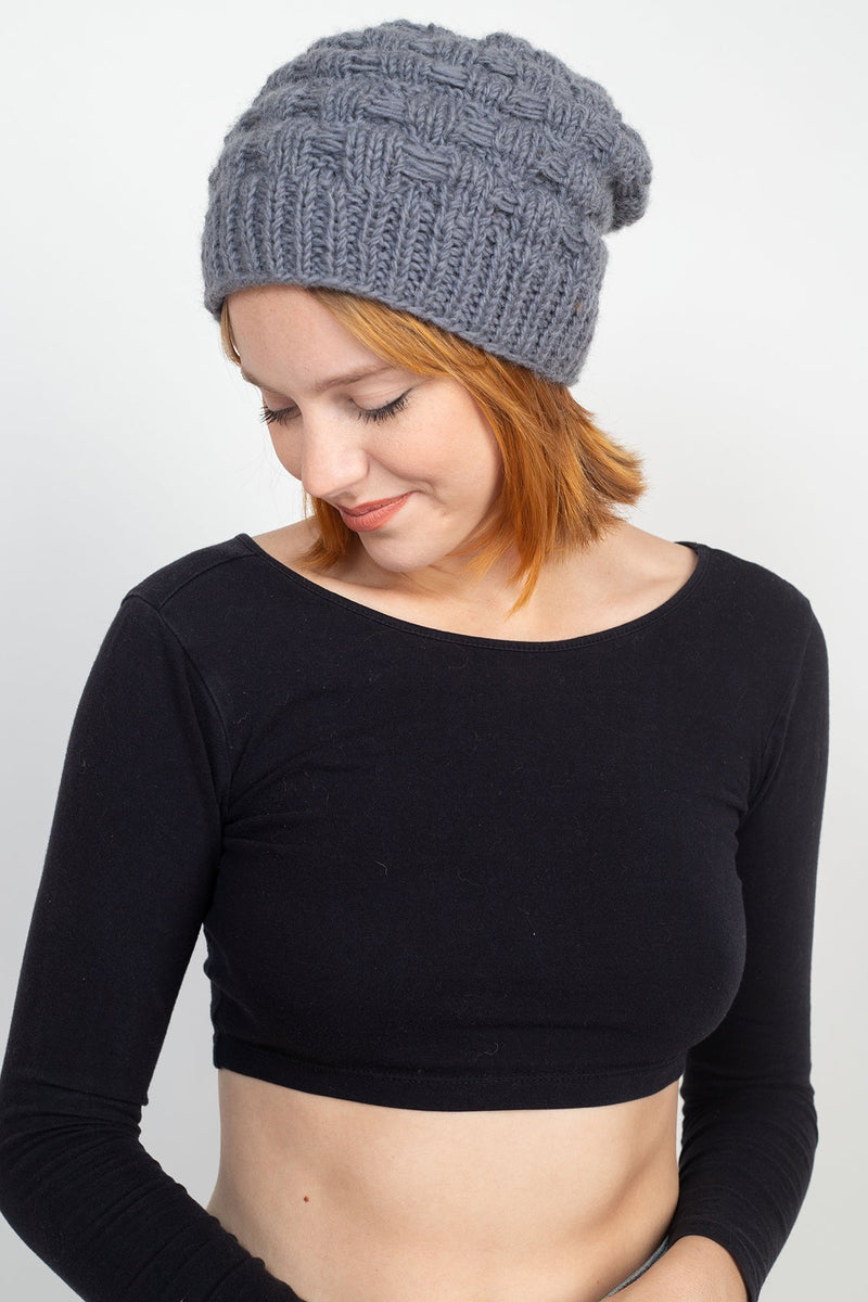 Wool Knit Puffy Slouchy Hat