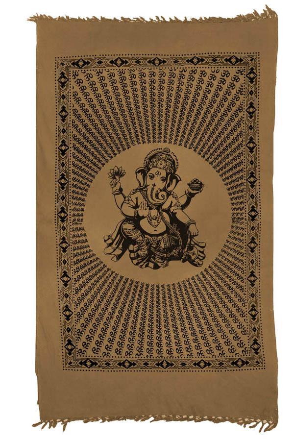 Meditation Ganesh Om Printed Bedsheet Tapestry