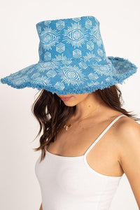 Print Canvas Wide Brim Shade Hat