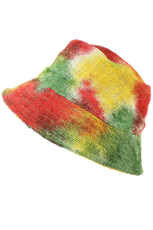 Hemp Tie dye Bucket Hat: OS Rasta