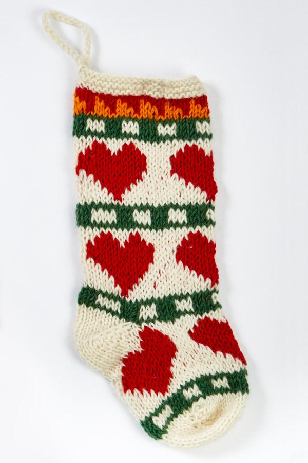 Hand Knit Boho Holiday Stocking