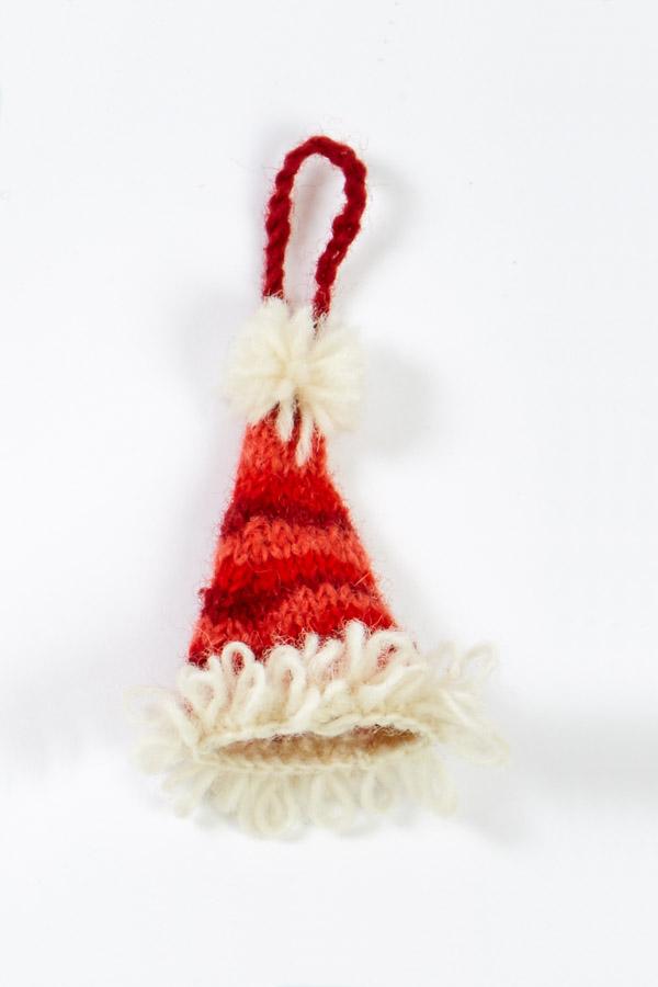 Hand Knit Tiedye Santa Hat Ornament