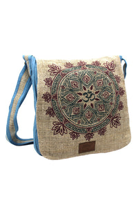 Natural Hemp-Cotton Eco Mandala hippie boho Cross body Messenger Bag sling Bag