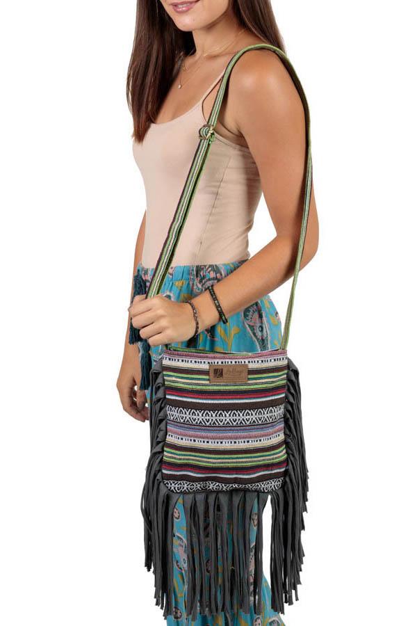 Black Boho Fringe Crossbody Flap Purse for Girls