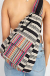 Rustic Stripe Crossbody Sling Backpack