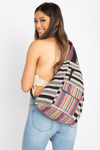 Rustic Stripe Crossbody Sling Backpack