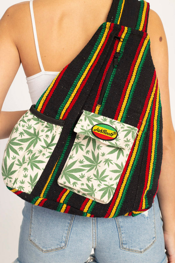 Rasta Stripe Crossbody Sling Backpack