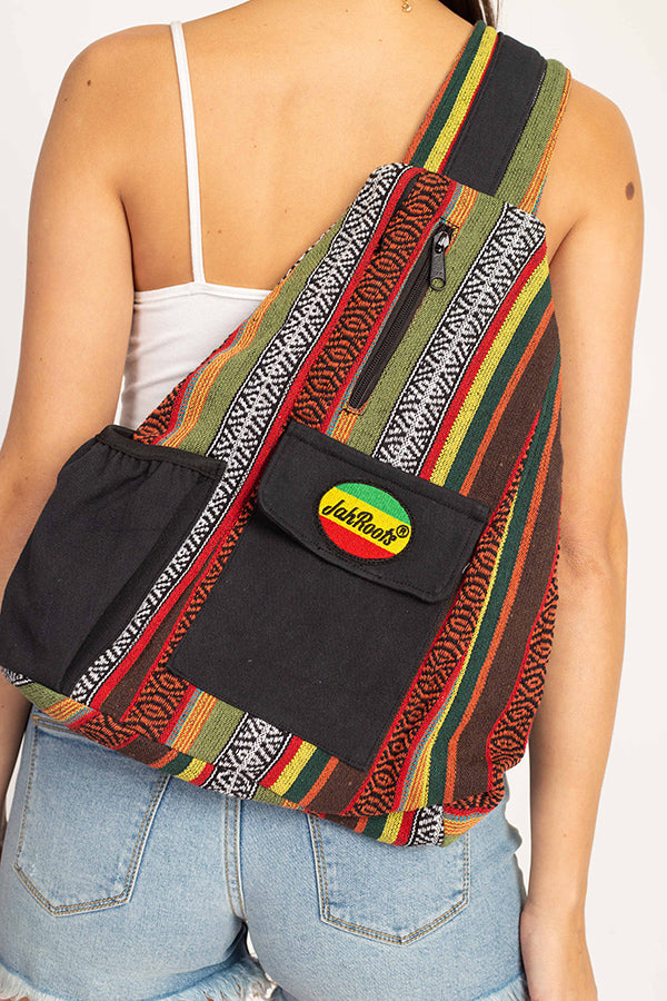 Rasta Stripe Crossbody Sling Backpack