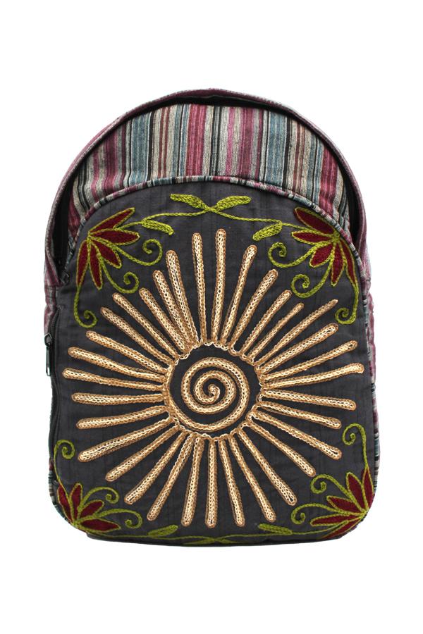 Sun Embroidery Boho Backpack
